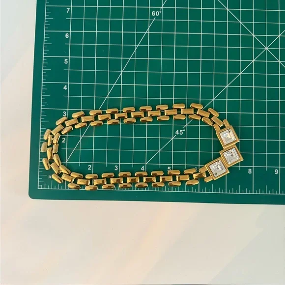 Napier Gold Plated Chain-Link Choker Necklace with Swarovski Crystal Accents - Picture 4 of 6